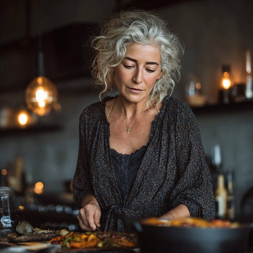 Активні люди старшого віку насолоджуються здоровою їжею